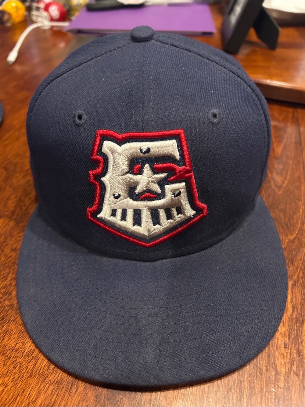 Round Rock Express 59Fifty Fitted New Era Navy Game Hat E Train Logo 6 7/8